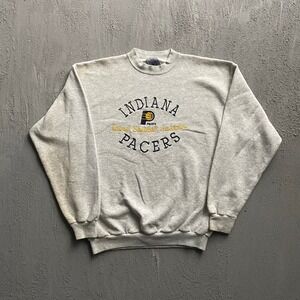 Vintage Indiana Pacers NBA Sweatshirt Mens Large Grey 90s Logo 7